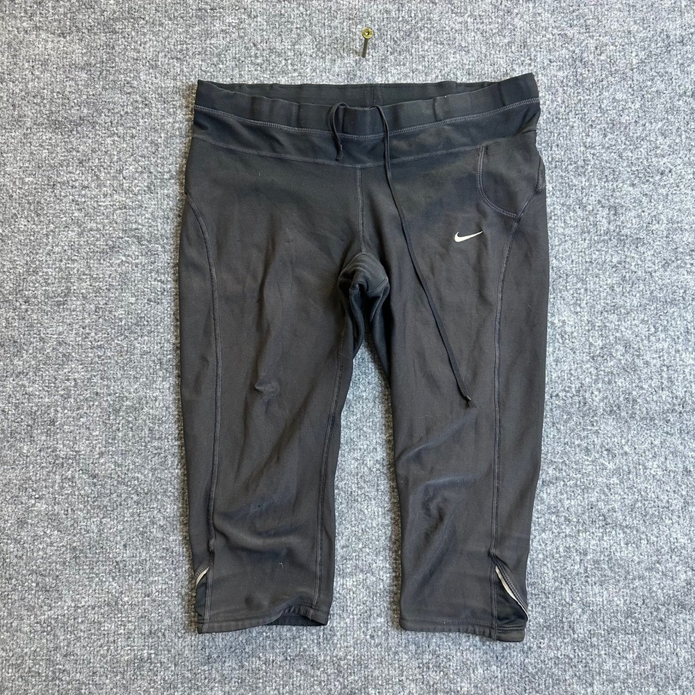 Nike Leggings Womens Size M Black Dri-Fit Cropped Running Compression Athletic